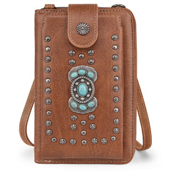 PHD-2019  American Bling Turquoise Stone Concho Phone Wallet/Crossbody