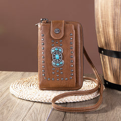 PHD-2019  American Bling Turquoise Stone Concho Phone Wallet/Crossbody