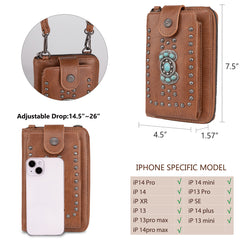 PHD-2019  American Bling Turquoise Stone Concho Phone Wallet/Crossbody