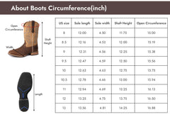 PLT103608 (100008)  Western Men's Embroidered Wide Toe Cowboy Full Grain Leather Boots