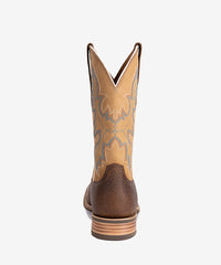 PLT103608 (100008)  Western Men's Embroidered Wide Toe Cowboy Full Grain Leather Boots