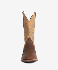 PLT103608 (100008)  Western Men's Embroidered Wide Toe Cowboy Full Grain Leather Boots