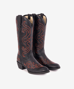 PLT-703606A Western Women’s Crimson Eclipse PU Leather Boots