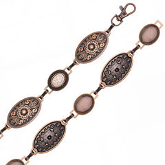 RCB-03-114  Rustic Couture Etched Oval Floral Turquoise Stone Centered Concho Link Chain Belt