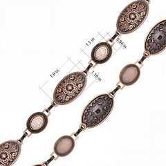 RCB-03-114  Rustic Couture Etched Oval Floral Turquoise Stone Centered Concho Link Chain Belt