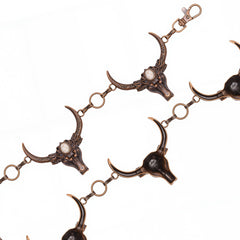 RCB-03-117  Rustic Couture Etched Thunderbird Turquoise Stone Centered Concho Link Chain Belt