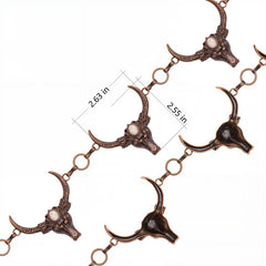 RCB-03-117  Rustic Couture Etched Thunderbird Turquoise Stone Centered Concho Link Chain Belt
