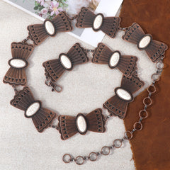 RCB-1020  Rustic Couture Copper Mariposa Concho Link Chain Belt with White Inlays