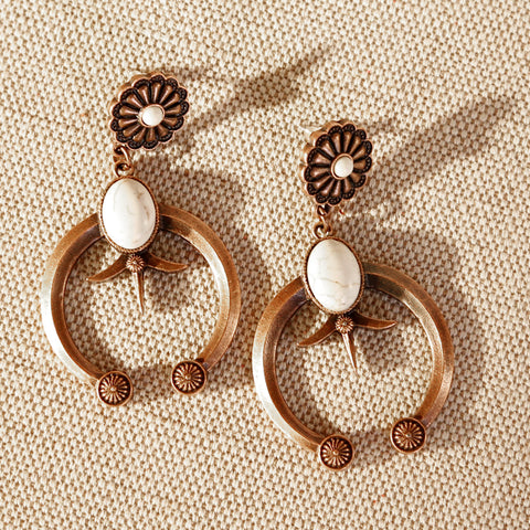 RCE-1054 Rustic Couture's Navajo Squash Blossom Dangling Earring