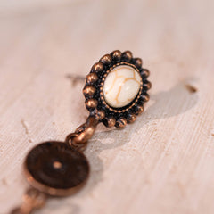 RCE-1055  Rustic Couture's Western Cactus White Stone Dangling Earring