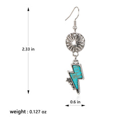 RCE-1109  Rustic Couture's  Western Concho Lightning Bolt Dangle Earrings