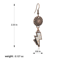 RCE-1109  Rustic Couture's  Western Concho Lightning Bolt Dangle Earrings