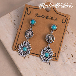 RCE-1122 Rustic Couture's Artificial Stone Aztec Dangling Earring