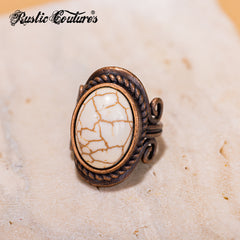 RCR-01-105   Rustic Couture's  Vintage Oval Silver/Bronze Etched Ring