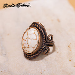 RCR-01-105   Rustic Couture's  Vintage Oval Silver/Bronze Etched Ring