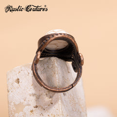 RCR-01-105   Rustic Couture's  Vintage Oval Silver/Bronze Etched Ring