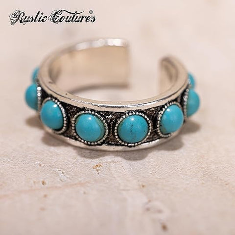 RCR-01-107   Rustic Couture's  Boho  Silver/Bronze Cuff Ring