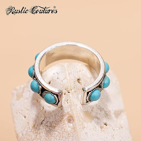 RCR-01-107   Rustic Couture's  Boho  Silver/Bronze Cuff Ring