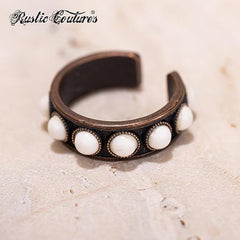 RCR-01-107   Rustic Couture's  Boho  Silver/Bronze Cuff Ring