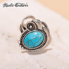 RCR-01-108   Rustic Couture's  Bohemian  Silver/Bronze Cuff Ring