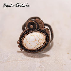 RCR-01-108   Rustic Couture's  Bohemian  Silver/Bronze Cuff Ring