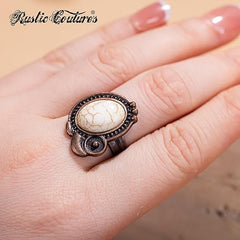 RCR-01-108   Rustic Couture's  Bohemian  Silver/Bronze Cuff Ring