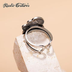 RCR-01-109   Rustic Couture's  Bohemian  Silver/Bronze Cuff Ring