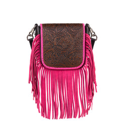 RLC-L159 Montana West Genuine Leather Tooled Collection Fringe Crossbody