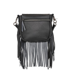 RLC-L160A  Montana West Genuine Leather Hornback Embossed Croc Fringe Crossbody
