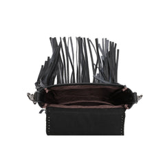 RLC-L160A  Montana West Genuine Leather Hornback Embossed Croc Fringe Crossbody