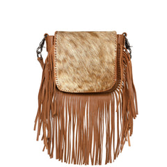 RLC-L161 Montana West Genuine Leather Hair-On Collection Fringe Crossbody