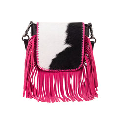 RLC-L161 Montana West Genuine Leather Hair-On Collection Fringe Crossbody