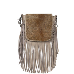 RLC-L161 Montana West Genuine Leather Hair-On Collection Fringe Crossbody