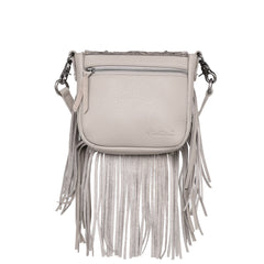 RLC-L166 Montana West Genuine Leather Tooled Collection Fringe Crossbody