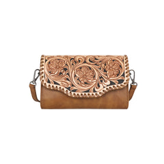 RLC-L171  Montana West 100% Genuine Leather Hand Tooled Clutch/Crossbody