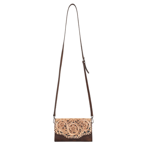 RLC-L171  Montana West 100% Genuine Leather Hand Tooled Clutch/Crossbody
