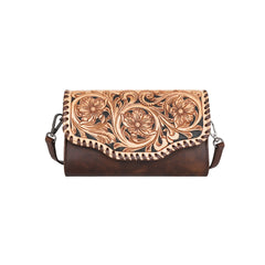 RLC-L171  Montana West 100% Genuine Leather Hand Tooled Clutch/Crossbody