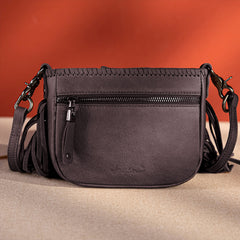 RLC-L180 Montana West Genuine Leather Hair-On Collection Fringe Crossbody