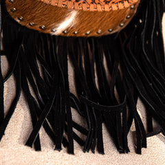 RLC-L181 Montana West Genuine Leather Hair-On Tooled Collection Fringe Crossbody