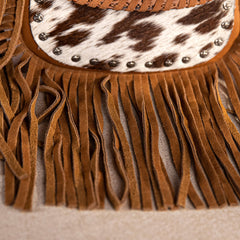 RLC-L181 Montana West Genuine Leather Hair-On Tooled Collection Fringe Crossbody