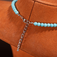 RNS-04-120  Rustic Couture's Double Layered Beaded Necklace With Pendant