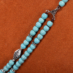 RNS-04-120  Rustic Couture's Double Layered Beaded Necklace With Pendant