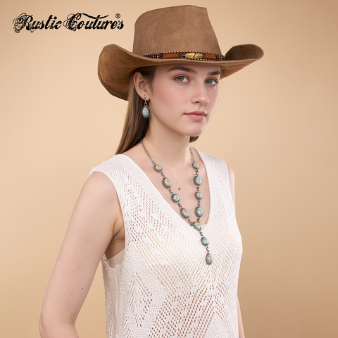 RNS-04-121  Rustic Couture's Bohemian Y Shaped Western Necklace