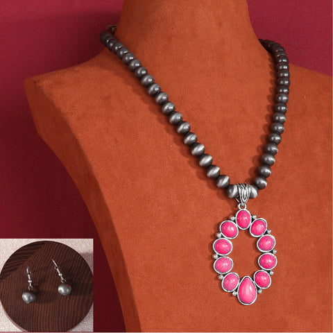 RNS-1001 Rustic Couture's Navajo Beaded Necklace Earrings Set