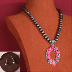 RNS-1001 Rustic Couture's Navajo Beaded Necklace Earrings Set