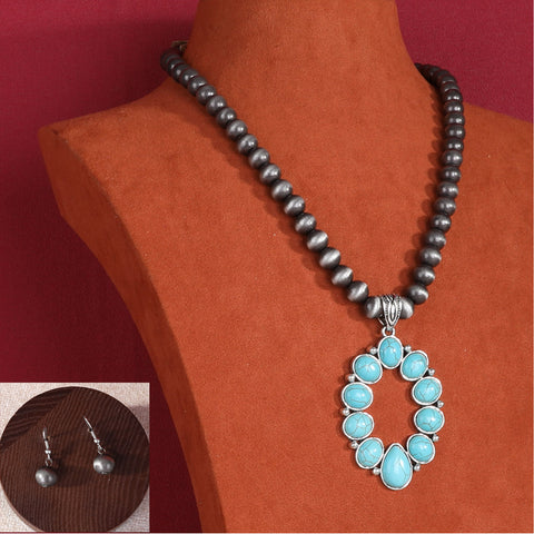 RNS-1001 Rustic Couture's Navajo Beaded Necklace Earrings Set