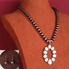 RNS-1001 Rustic Couture's Navajo Beaded Necklace Earrings Set