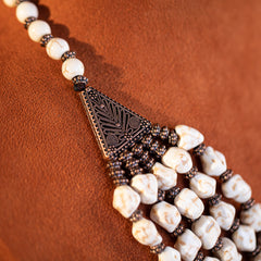 RNS-1009  Rustic Couture's  Turquoise/White Nuggets Layered  Necklace