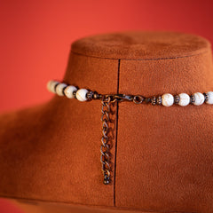 RNS-1009  Rustic Couture's  Turquoise/White Nuggets Layered  Necklace