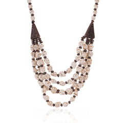 RNS-1009  Rustic Couture's  Turquoise/White Nuggets Layered  Necklace